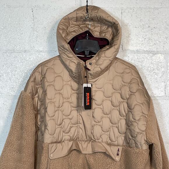 BASS OUTDOOR Women's Contrast Hood Sherpa Soft Pullover, tan Large - Picture 2 of 9